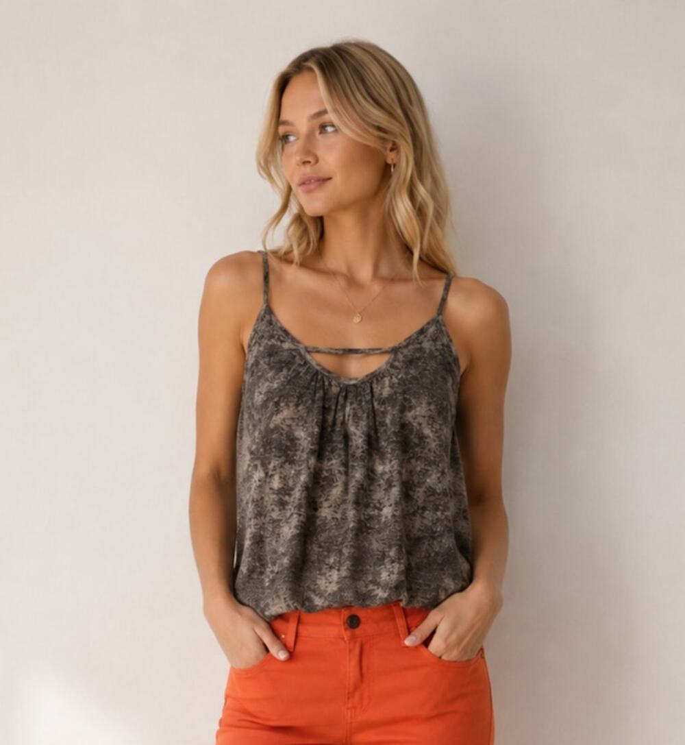Strappy Brown Flowy Crop Top Cami Small